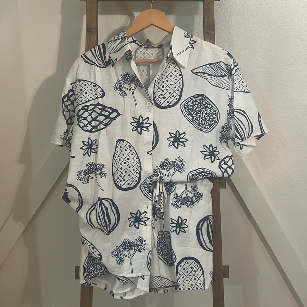Button shirt two piece set